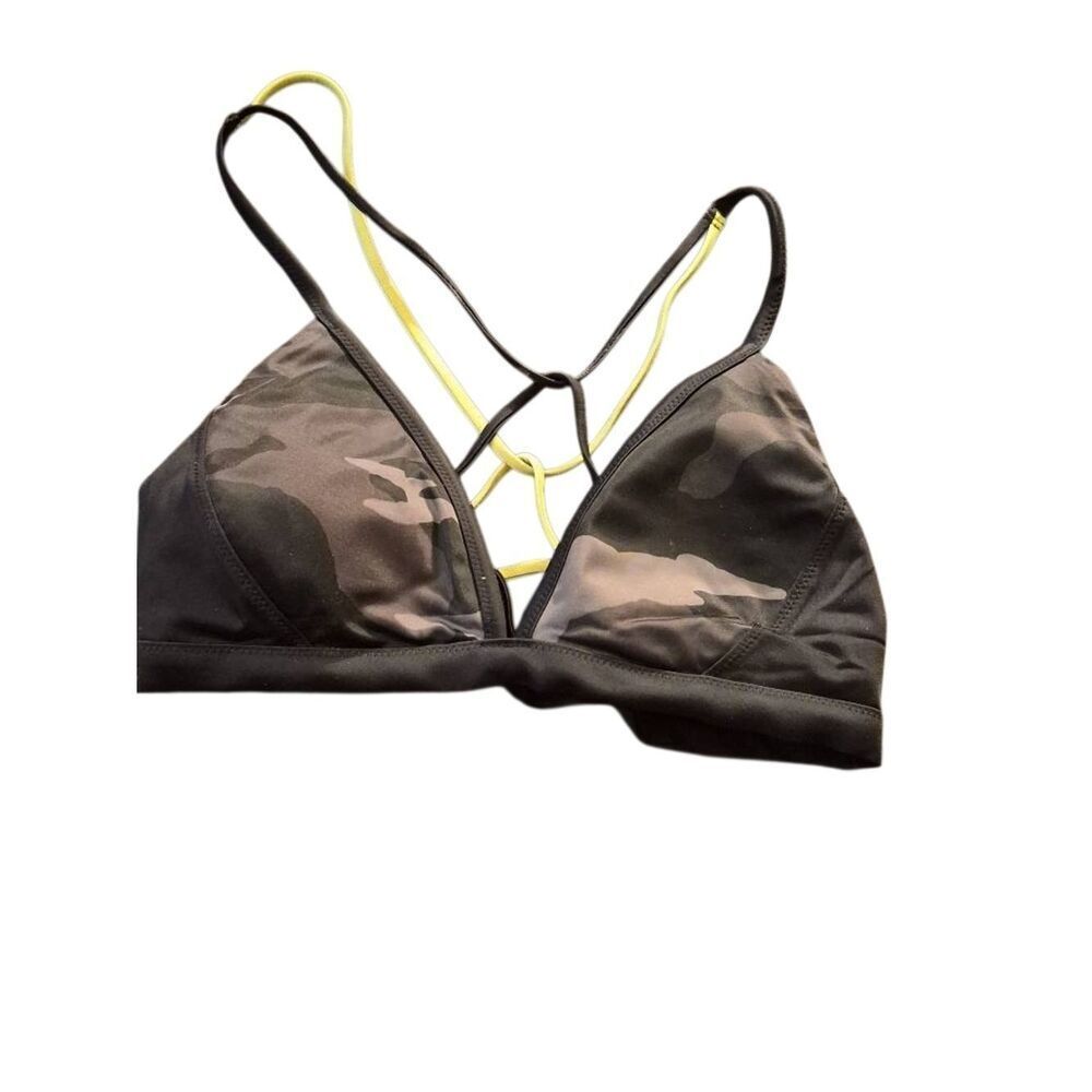 Athleta Camo One-Piece Swimsuit in Black with Neon Yellow Accents (381)